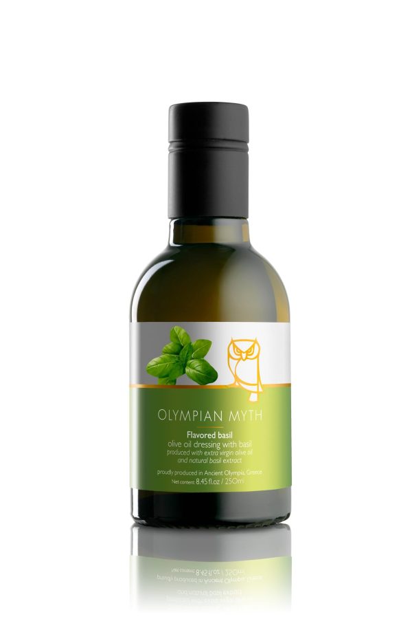 Olympian Myth Flavored Olive Oil Extra Virgin – 100% Natural – Single Origin – 8.45 fl oz (Basil)